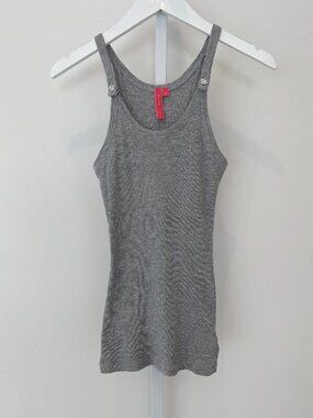CHARLOTTE GRAY COTTON EMBELLISHED TANK TOP SIZE X-SMALL NWOTS!